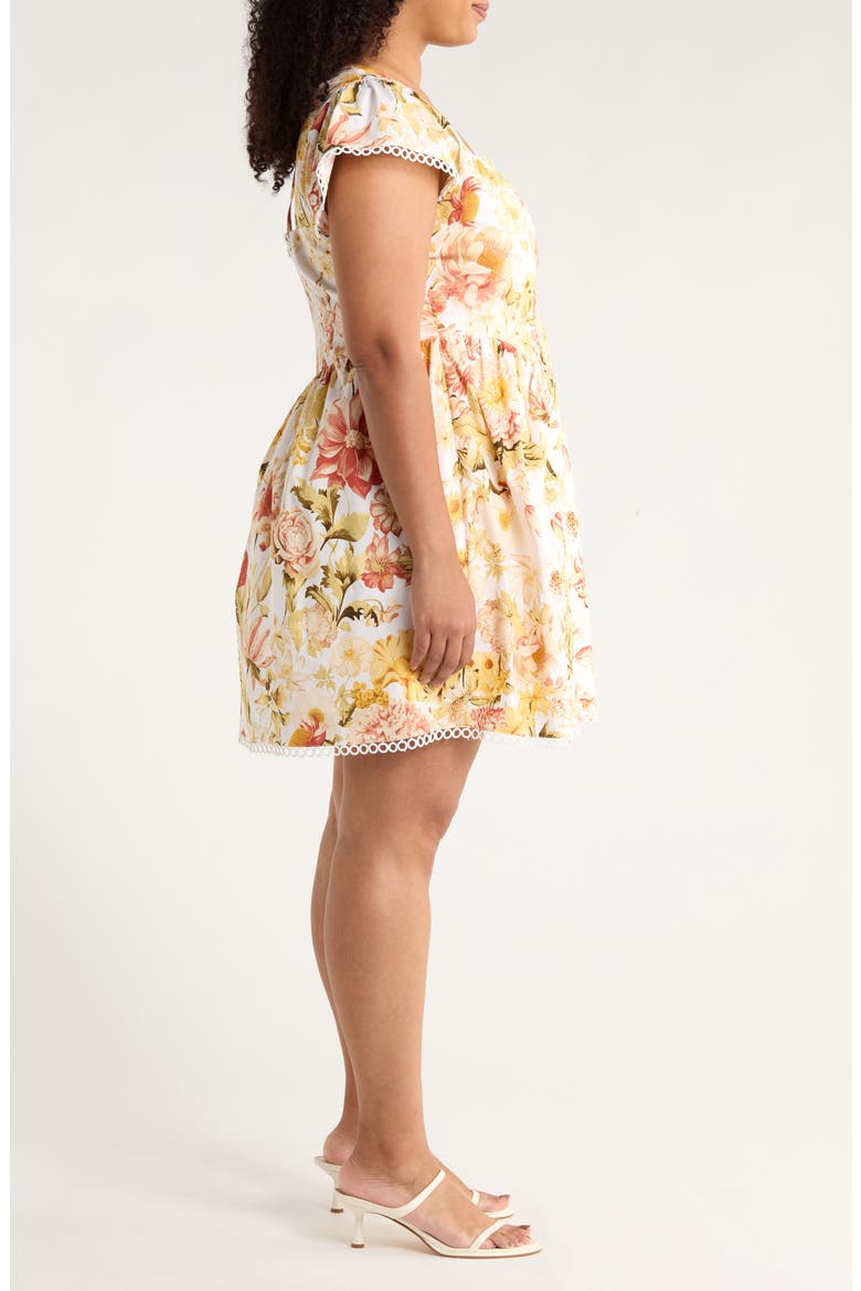 Zury Floral Stretch Cotton Sundress, Alternate, color, CORAL-MULT