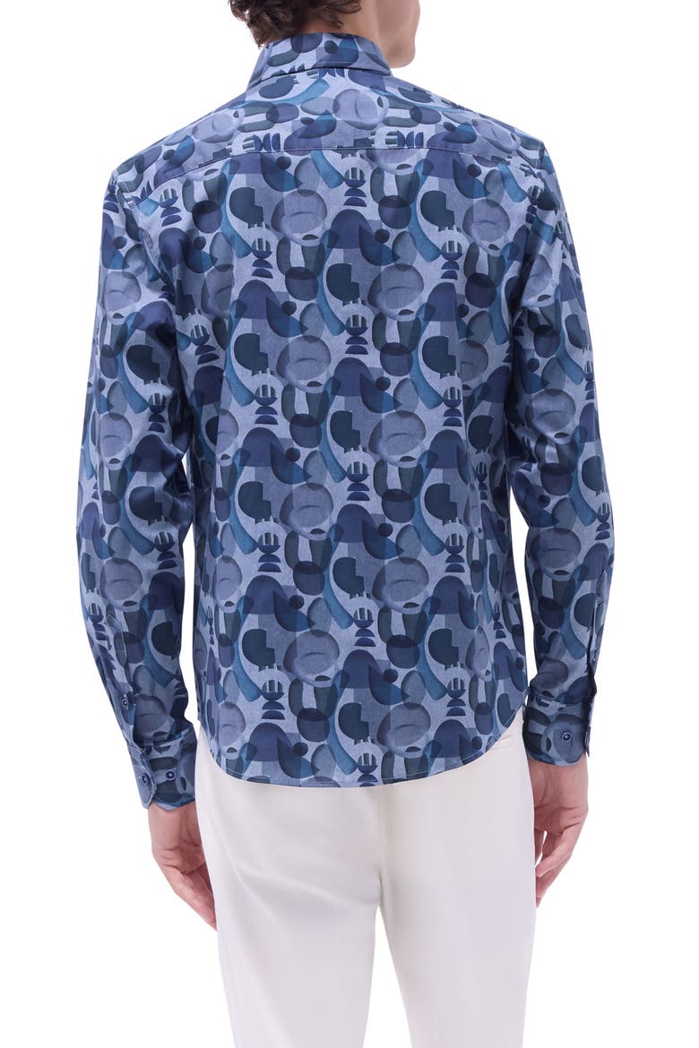 Julian Shaped Fit Stretch Cotton Button-Up Shirt, Alternate, color, COBALT