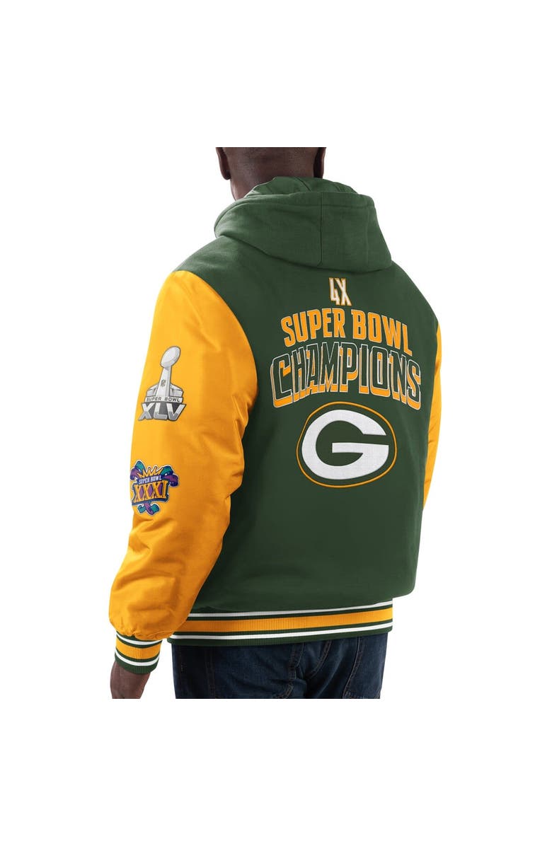 G-III SPORTS BY CARL BANKS Men's G-III Sports by Carl Banks Green/Gold Green Bay Packers Player Option Full-Zip Hoodie, Alternate, color,