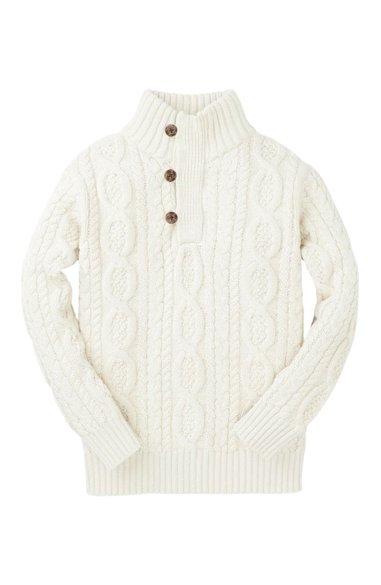 Hope & Henry Boys' Organic Mock Neck Cable Sweater, Kids, Alternate, color, Soft White