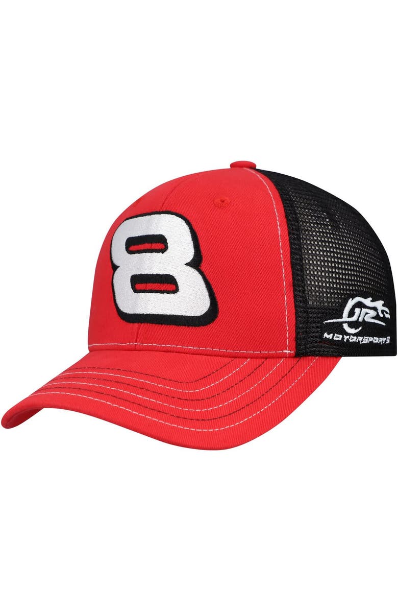 JR MOTORSPORTS OFFICIAL TEAM APPAREL Men's JR Motorsports Official Team Apparel Red/Black Dale Earnhardt Jr. Budweiser Big #8 Adjustable Hat, Main, color, 