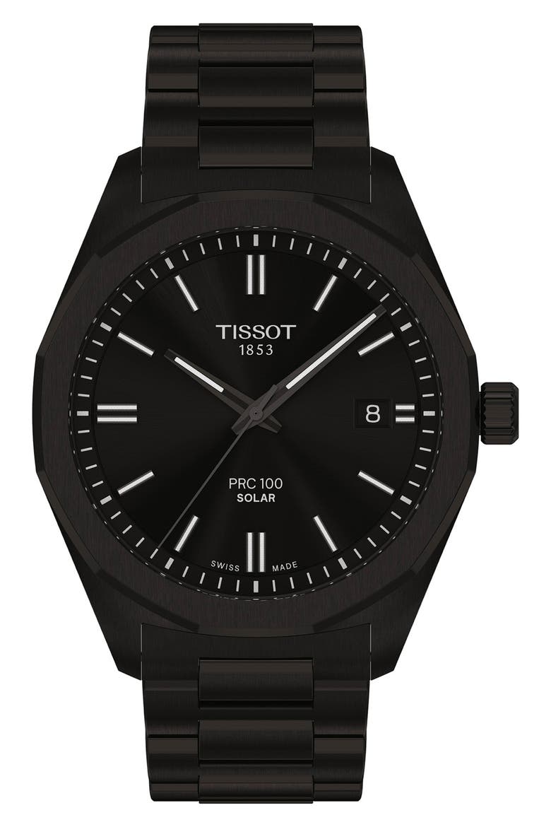 PRC 100 Solar Quartz Bracelet Watch, 39mm, Main, color, BLACK