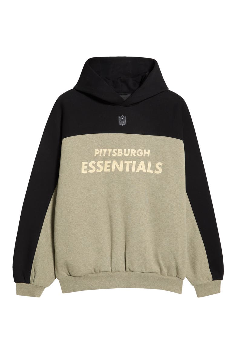 Pittsburgh Steelers 90s Relaxed Colorblock Hoodie, Alternate, color, SEAL HEATHER/ BLACK