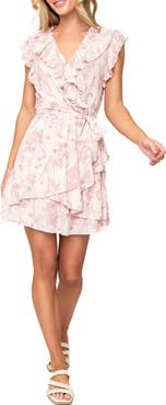 GIBSONLOOK Ruffles for Days Floral Wrap Minidress