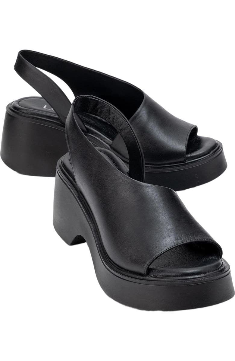Forever
Always Shoes ROY Leather Wedge Sandal, Main, color, Black Leather