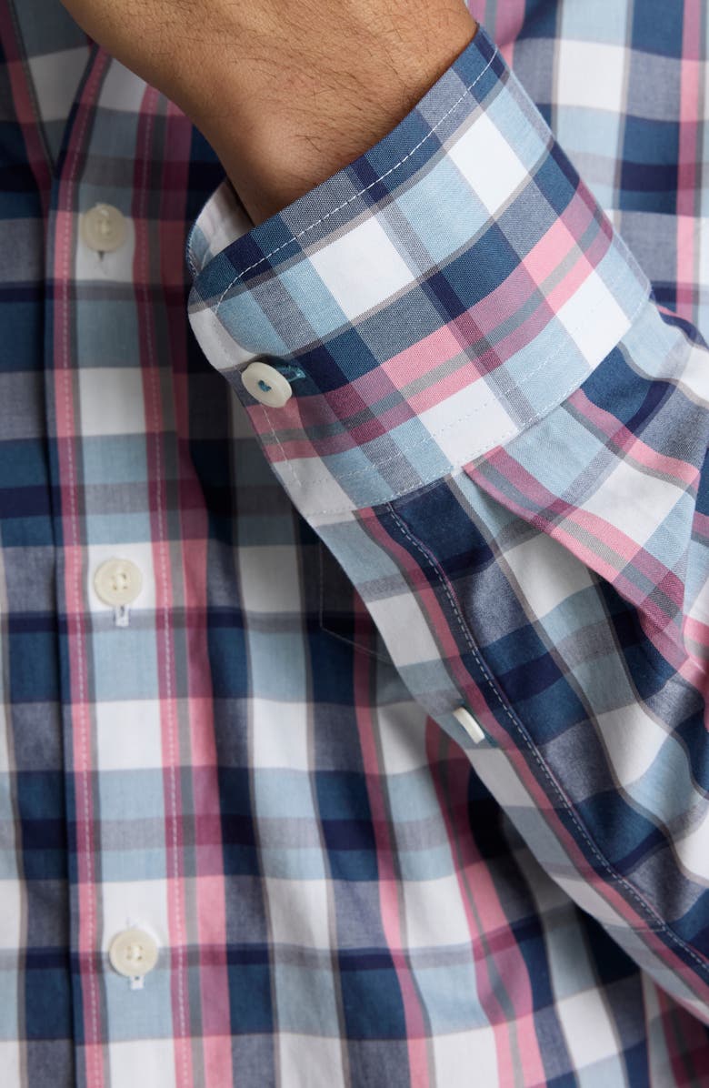 UNTUCKit Schwarz Regular Fit Plaid Wrinkle Free Cotton Button-Down Shirt, Alternate, color, Dark Blue White Red