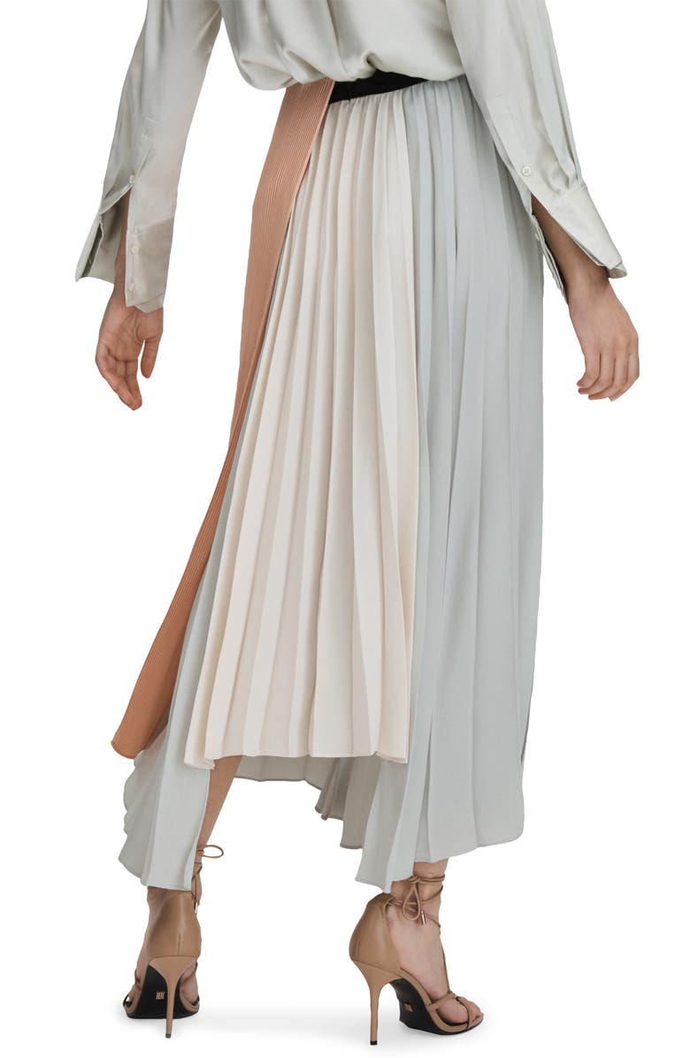 Reiss Maddie Colorblock Asymmetric Pleat Skirt, Alternate, color,