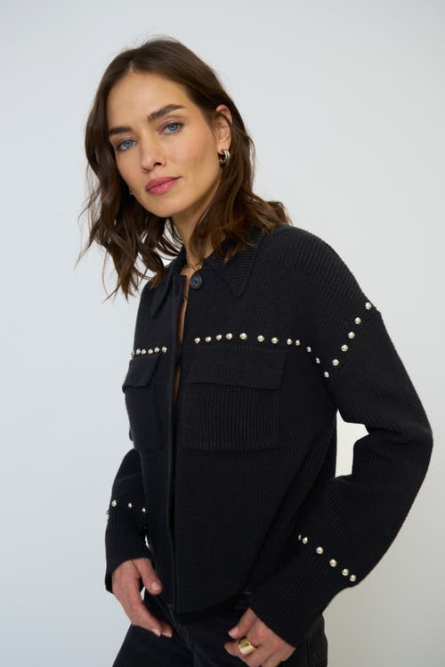 Central Park West Jay Studded Sweater Jacket In Black