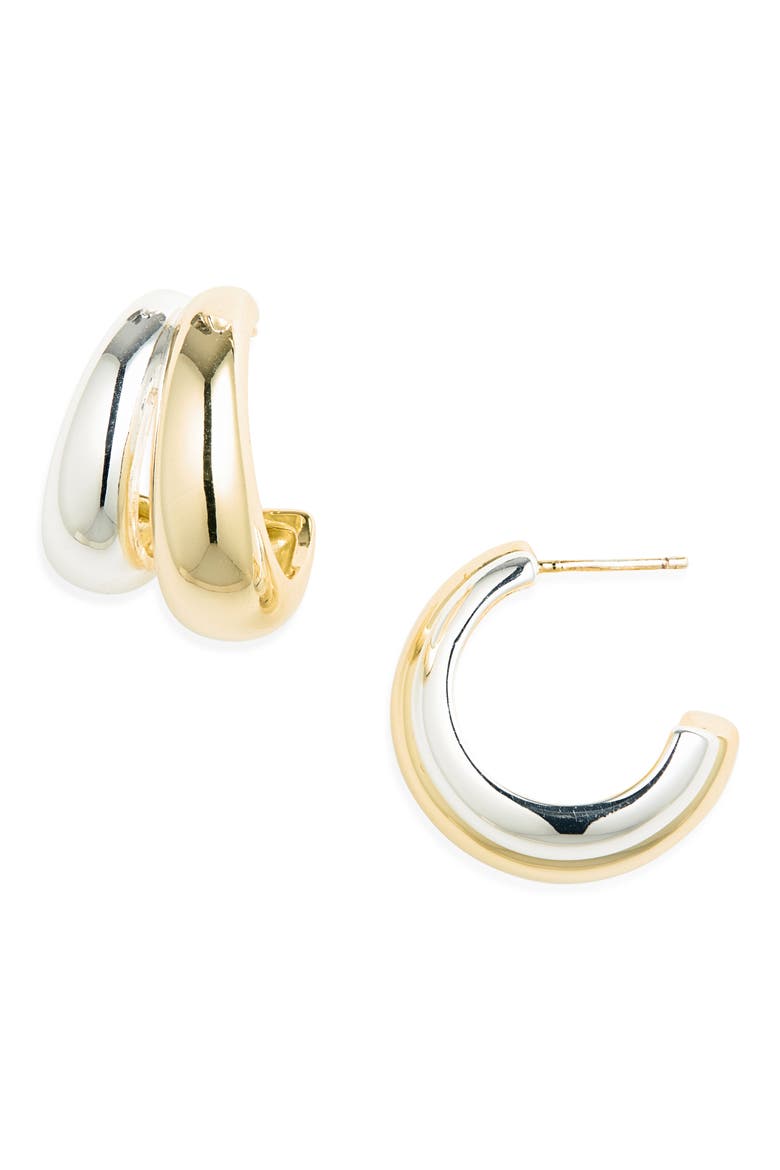 Two-Tone Double Hoop Earrings, Main, color, TWO TONE