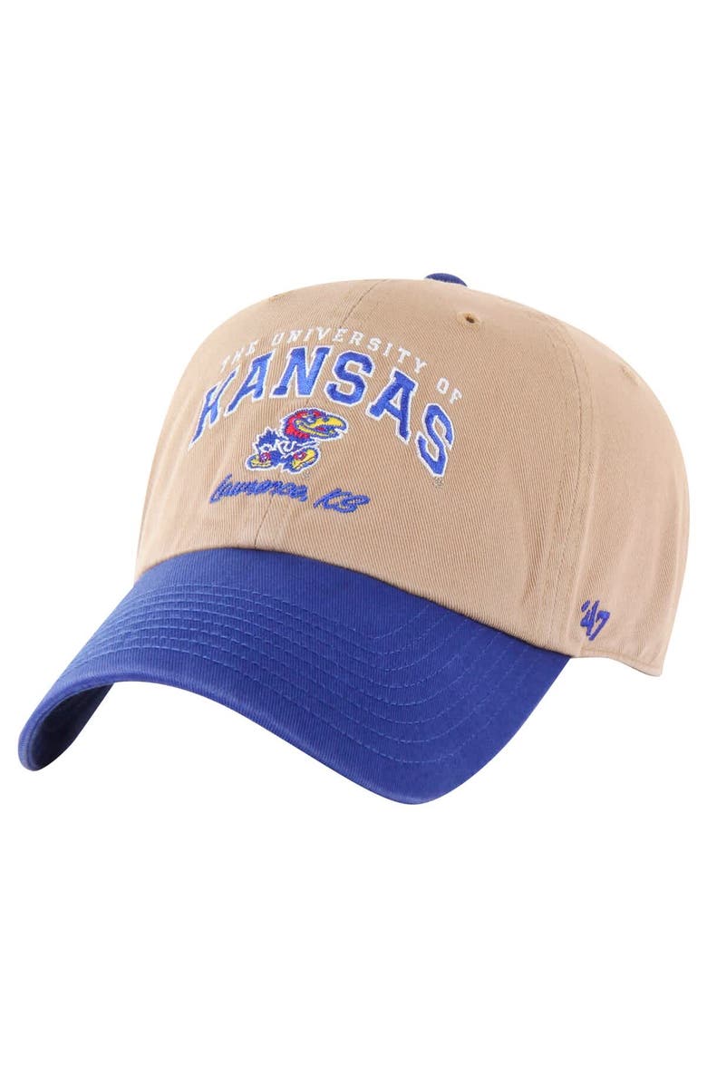 '47 Men's '47 Khaki Kansas Jayhawks Local Clean Up Adjustable Hat, Main, color, Khaki