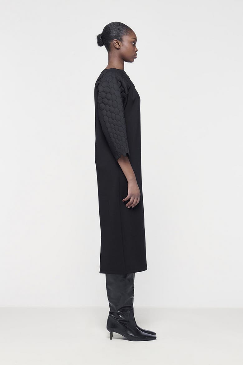 Quilted Embroidered Dress, Alternate, color, Black