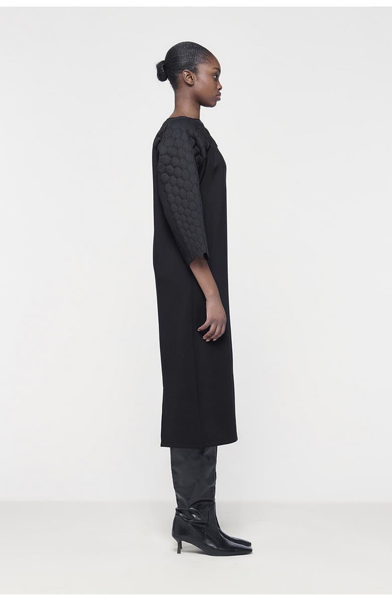 Leem Quilted Embroidered Dress, Alternate, color, Black