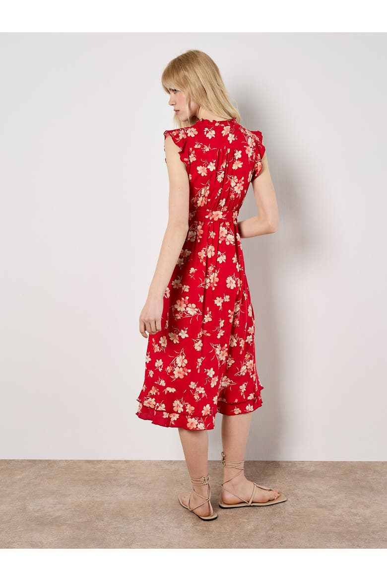 Rock Cress Floral Ditsy Midi Dress, Alternate, color, Red