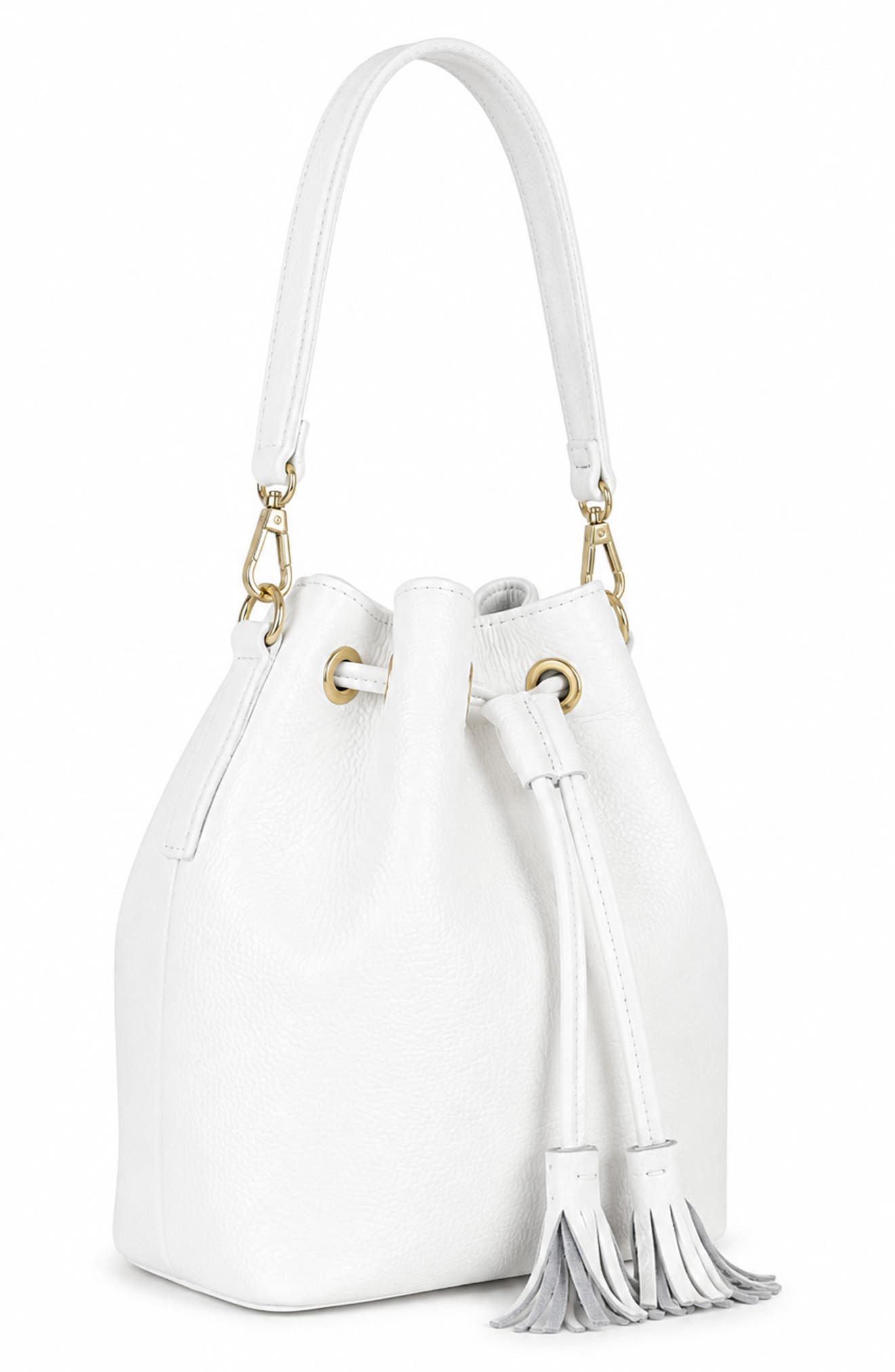 Carlotta Leather Bucket Bag, Alternate, color, WHITE