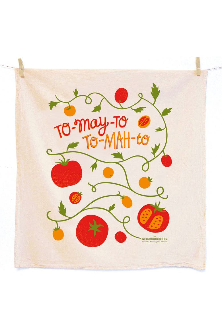 Tomato Dish Towel + Sponge Cloth Gift Set, Main, color, Red