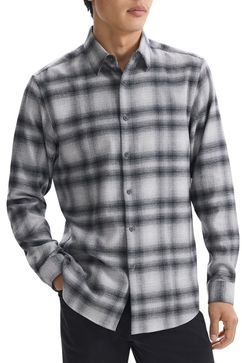 Irving Plaid Cotton Flannel Button-Up Shirt, Main, color, VPR MLNGE
