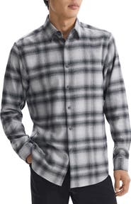 Theory Irving Plaid Cotton Flannel Button-Up Shirt