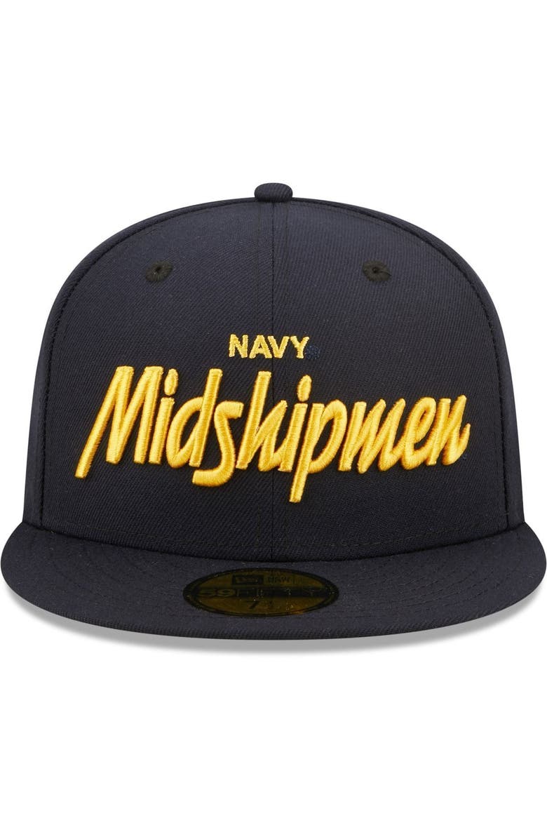 New Era Men's New Era Navy Navy Midshipmen Script Original 59FIFTY Fitted Hat, Alternate, color, Navy