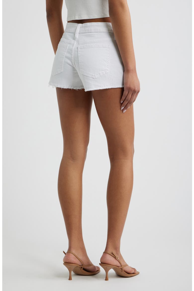 Low Rise Frayed Hem Denim Shorts, Alternate, color, WHITE