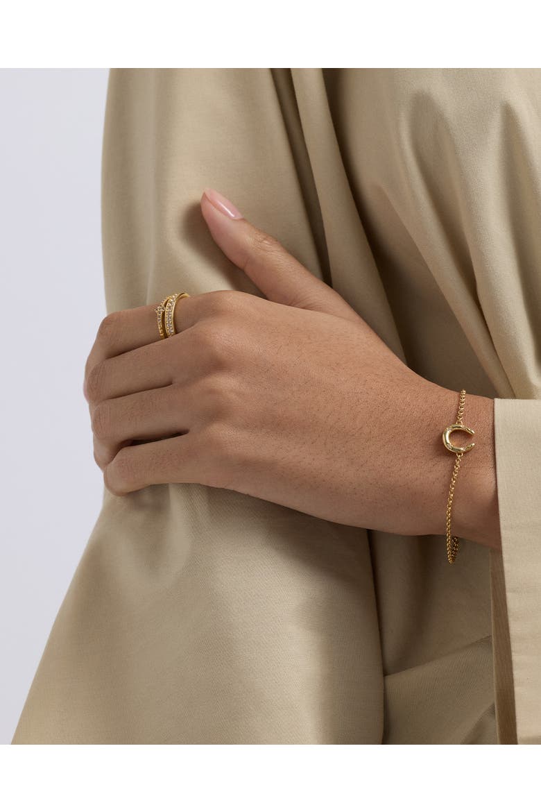 Gold Biography Horseshoe Bracelet, Alternate, color, Gold