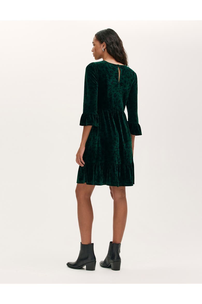 Cammie Animal Print Velvet Short Dress, Alternate, color, Green Animal
