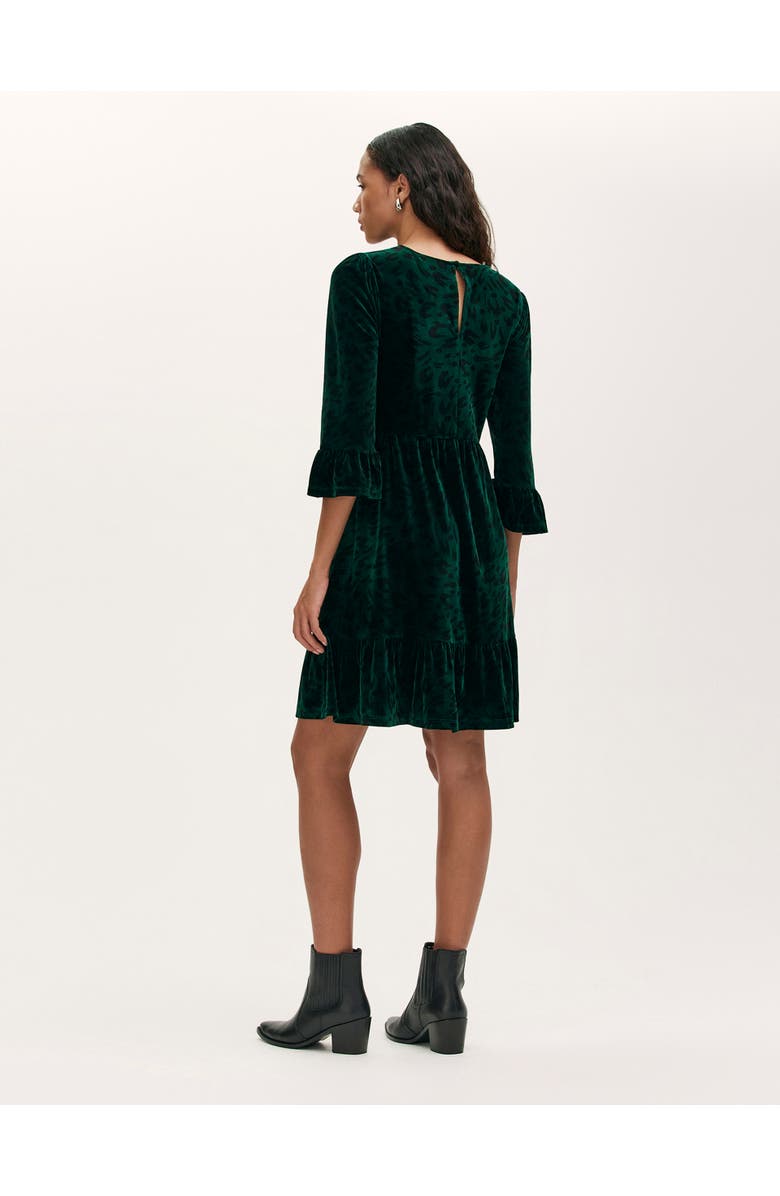 Finery London Cammie Animal Print Velvet Short Dress, Alternate, color, Green Animal