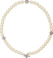 Tory Burch Moondance Pavé Flower & Faux Pearl Necklace