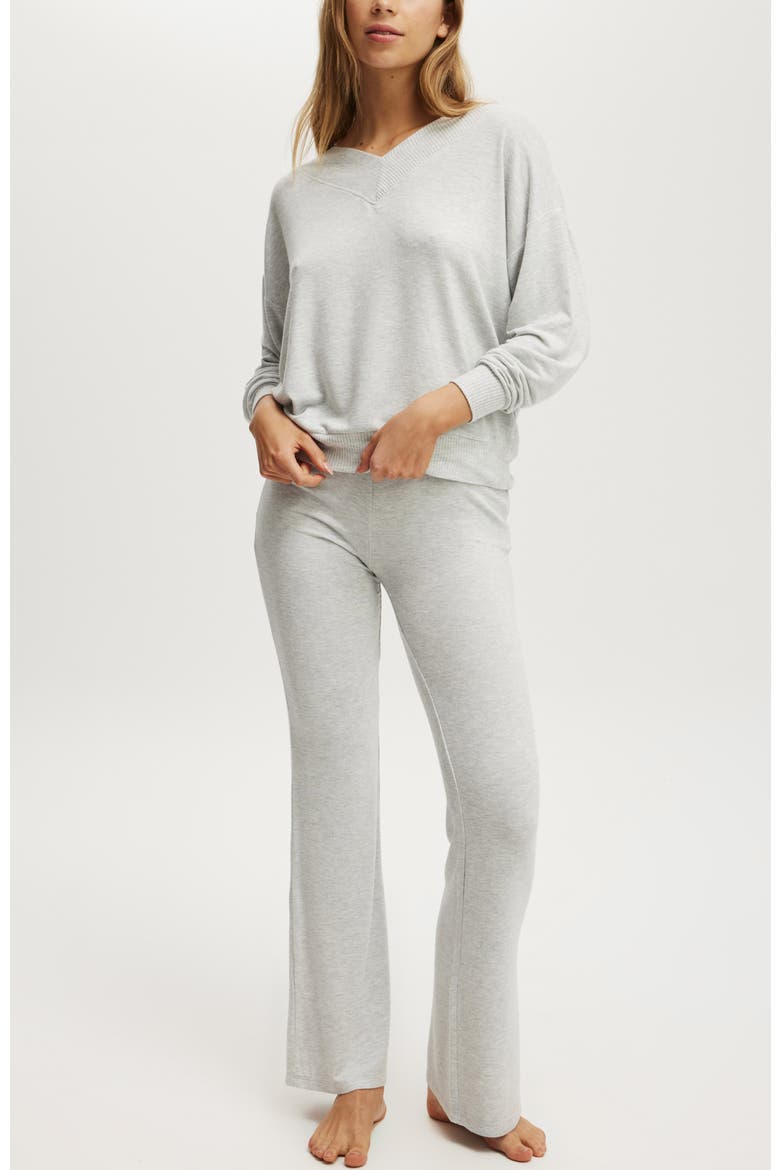Super Soft Deep V Sweater, Alternate, color, Grey Marle