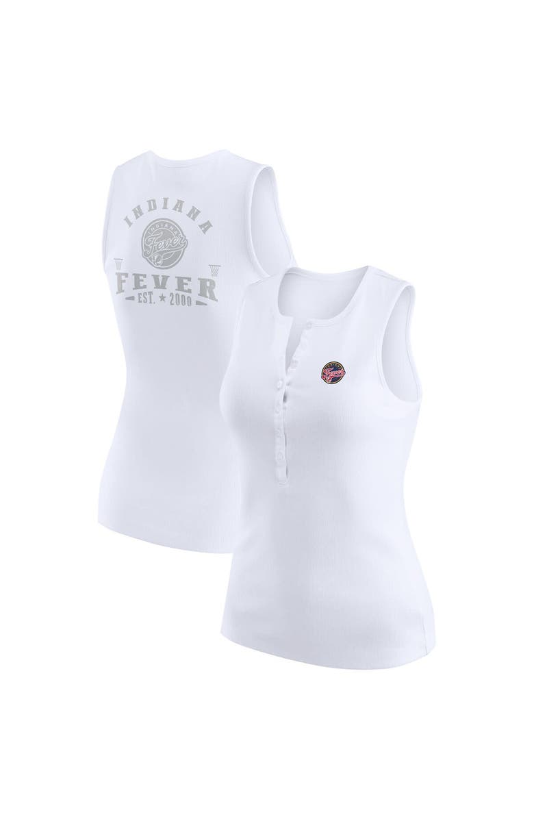 WEAR by Erin Andrews Women's WEAR by Erin Andrews White Indiana Fever Rib-Knit Henley Tank Top, Main, color, White
