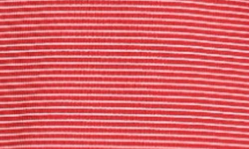 Apny Stripe V-neck Top In Red/white