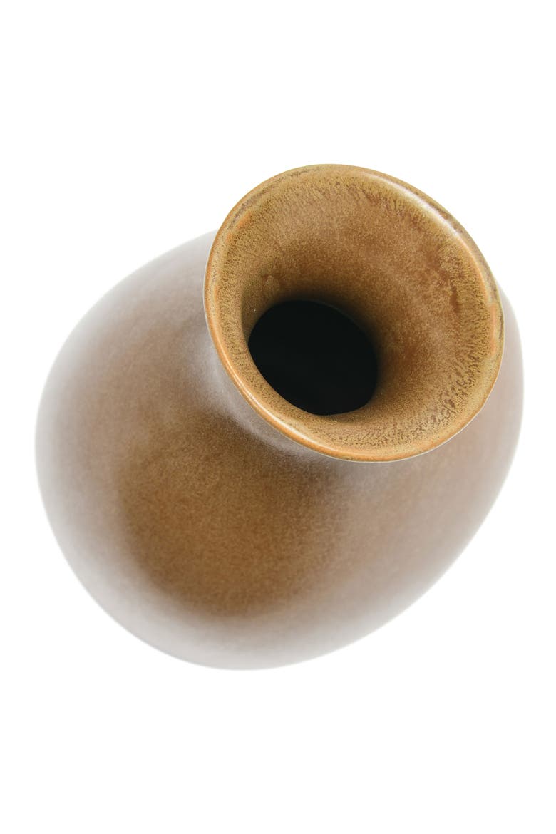 Stoneware Organic Shaped Vase, Speckled Reactive Glaze, Alternate, color, Brown