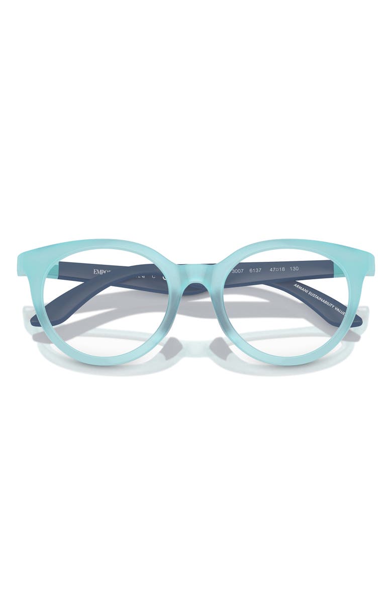Emporio Armani 47mm Phantos Optical Glasses, Alternate, color, Opaline Azure / Demo Lens