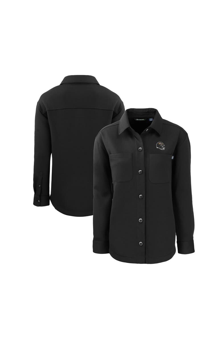 Cutter & Buck Women's Cutter & Buck Black Baltimore Ravens Helmet Logo Roam Eco Knit Shirt Jacket, Main, color,