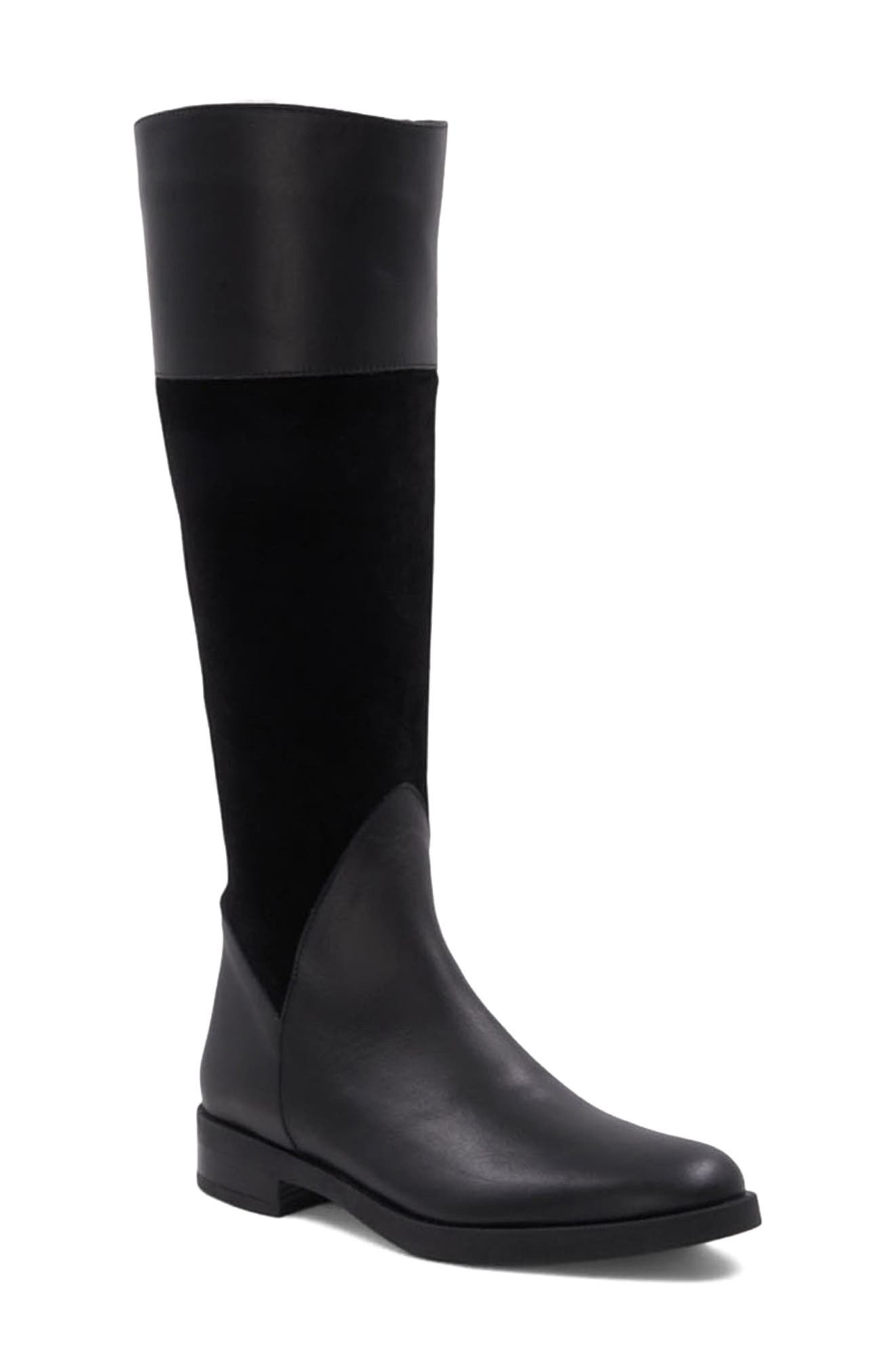 Aquatalia Regina Weatherproof Knee High Boot, Main, color, Black Suede