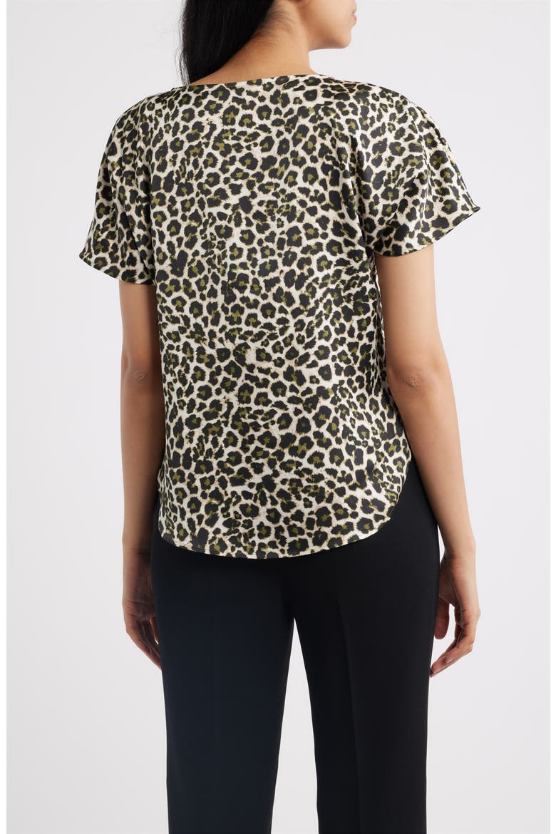 Leopard Print Short Sleeve Top, Alternate, color, BAY LEAF MULTI