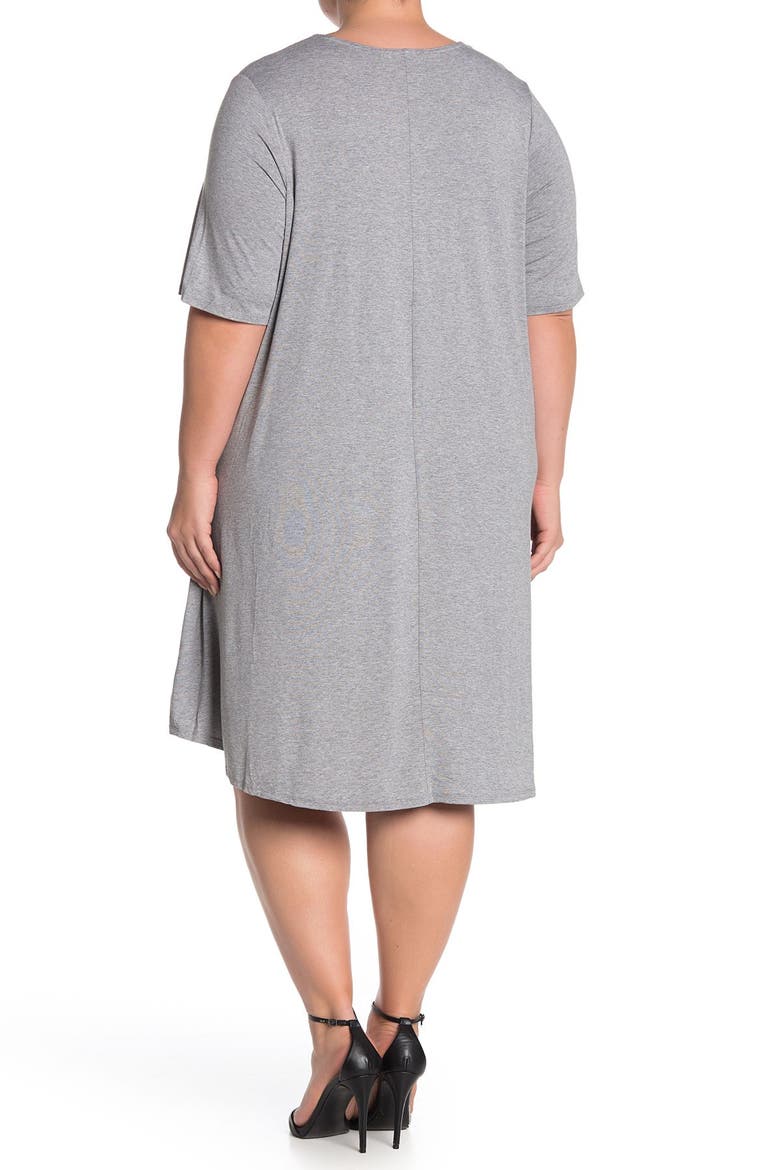 Elbow Sleeve Knit Swing Dress, Main, color, MIST GREY