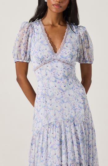 Lace Trim Tiered Dress