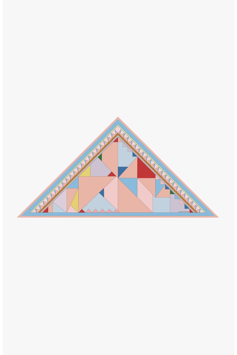 Double Sided Wool Silk Triangle Scarf Of Color Recombination, Alternate, color, Blue