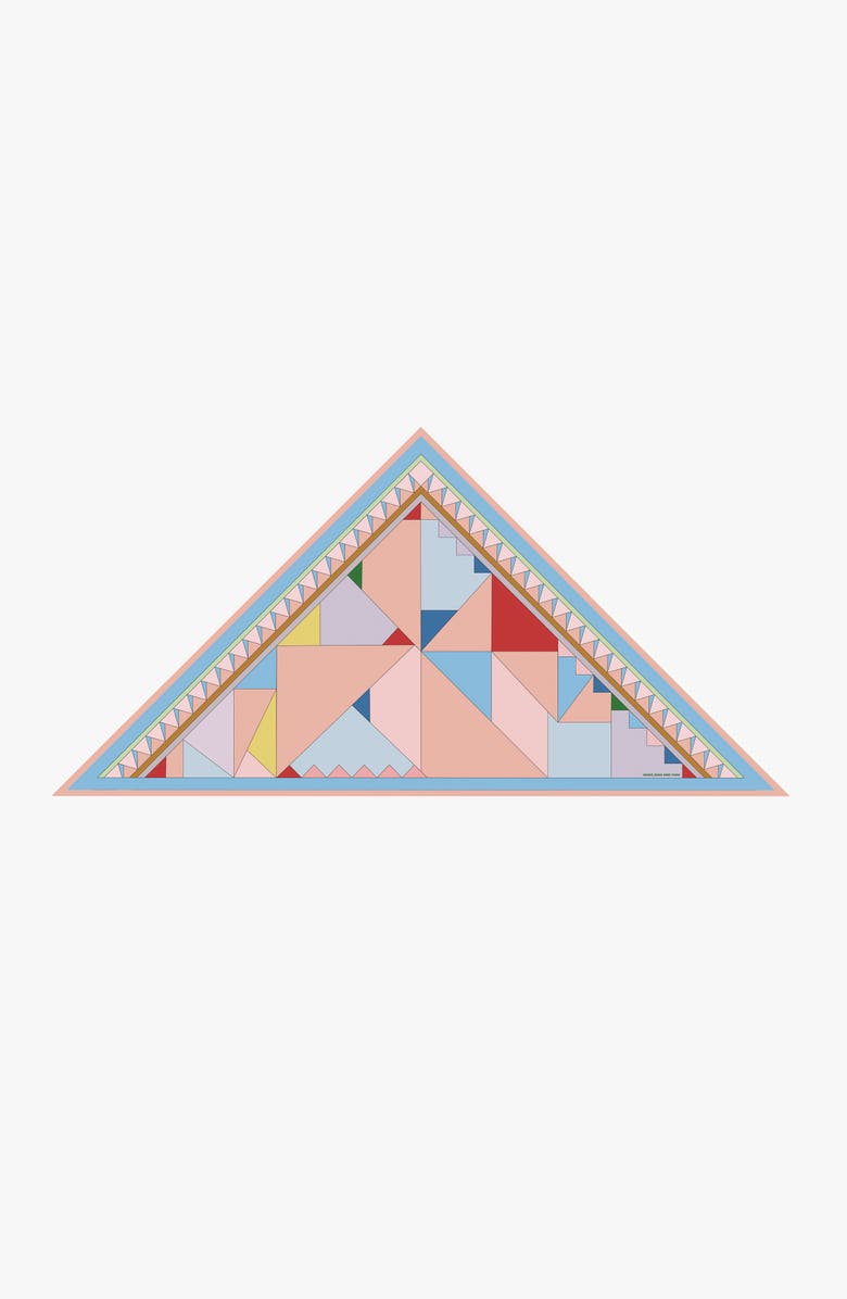 Jessie Zhao New York Double Sided Wool Silk Triangle Scarf Of Color Recombination, Alternate, color, Blue