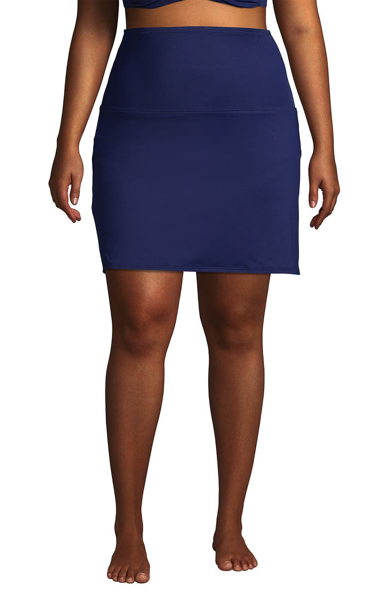 Lands' End Tummy Control Ultra High Waisted Modest Swim Skirt Swim Bottoms, Alternate, color, Deep Sea Navy