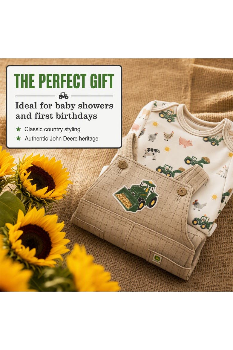 2-Piece Bodysuit and Overalls Set, Alternate, color, Khaki Cream