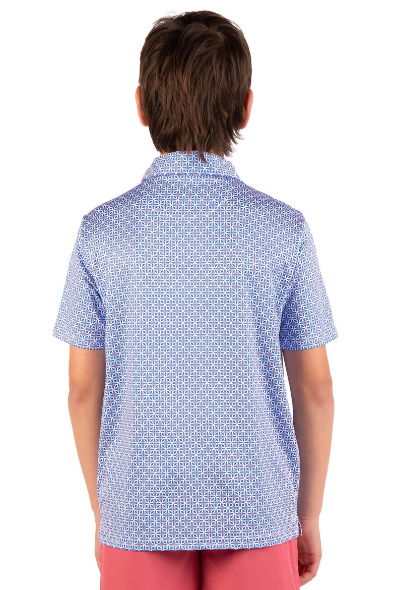 Kids' Geometric Floral Knit Polo, Alternate, color, BLUE