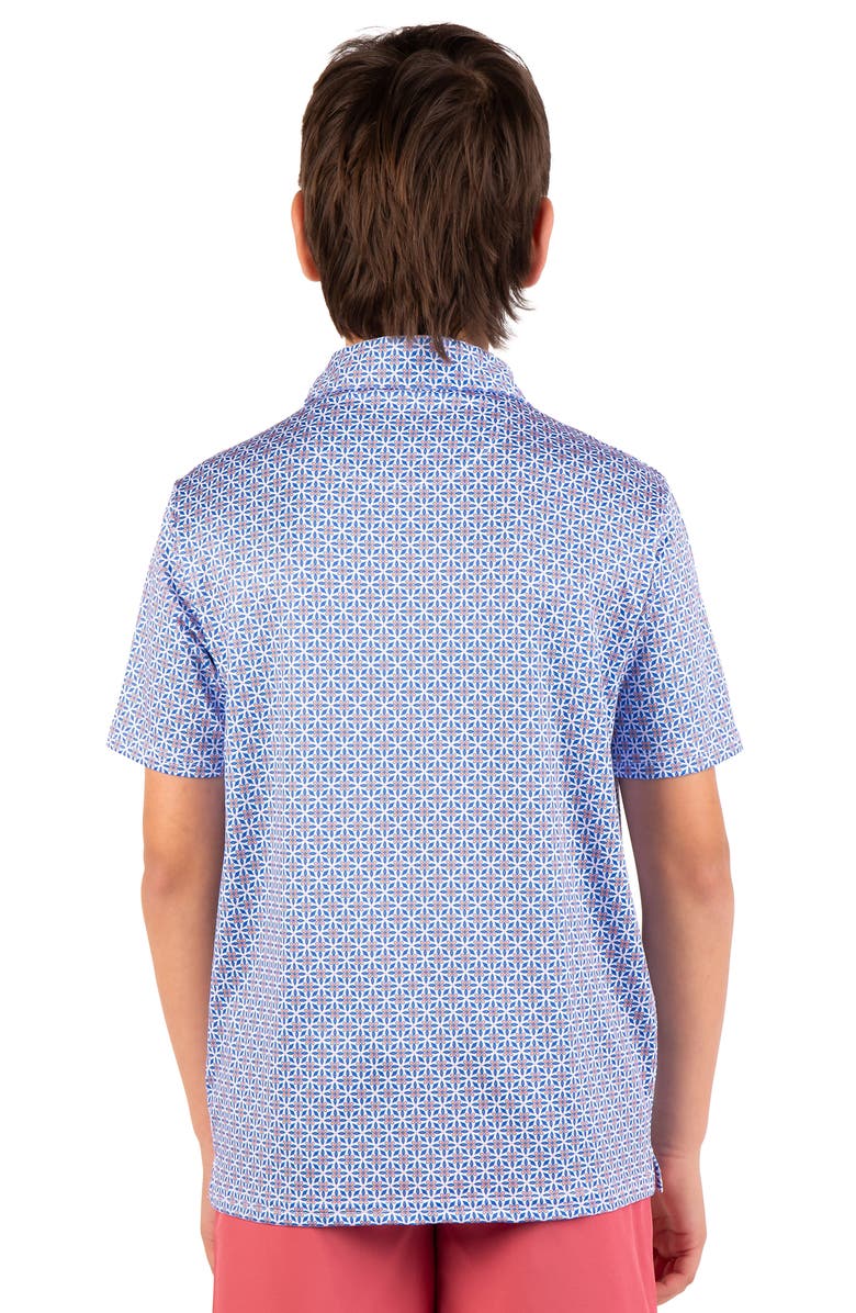 TailorByrd Kids' Geometric Floral Knit Polo, Alternate, color, Blue