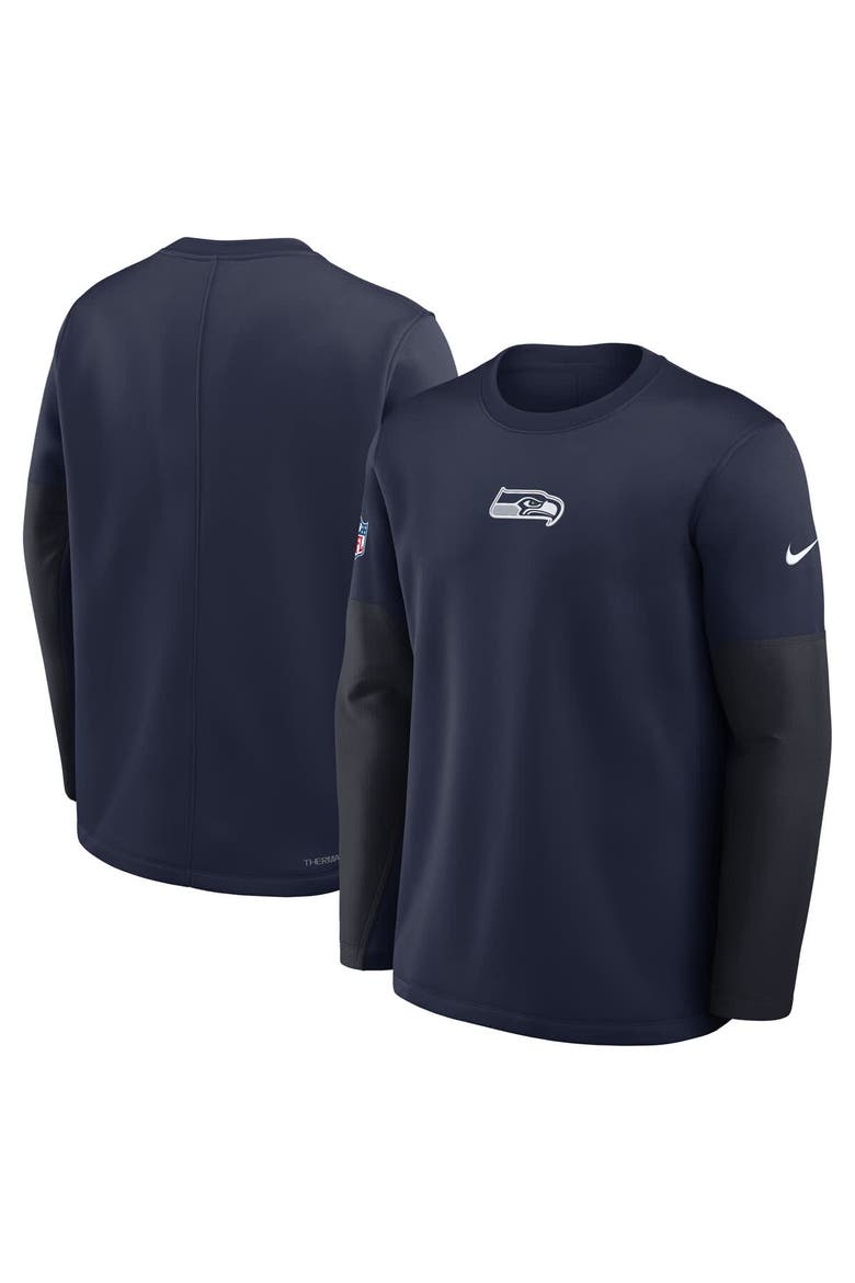 Men's Nike College Navy Seattle Seahawks Sideline Scripted to Win Performance Long Sleeve T-Shirt, Alternate, color, College Navy