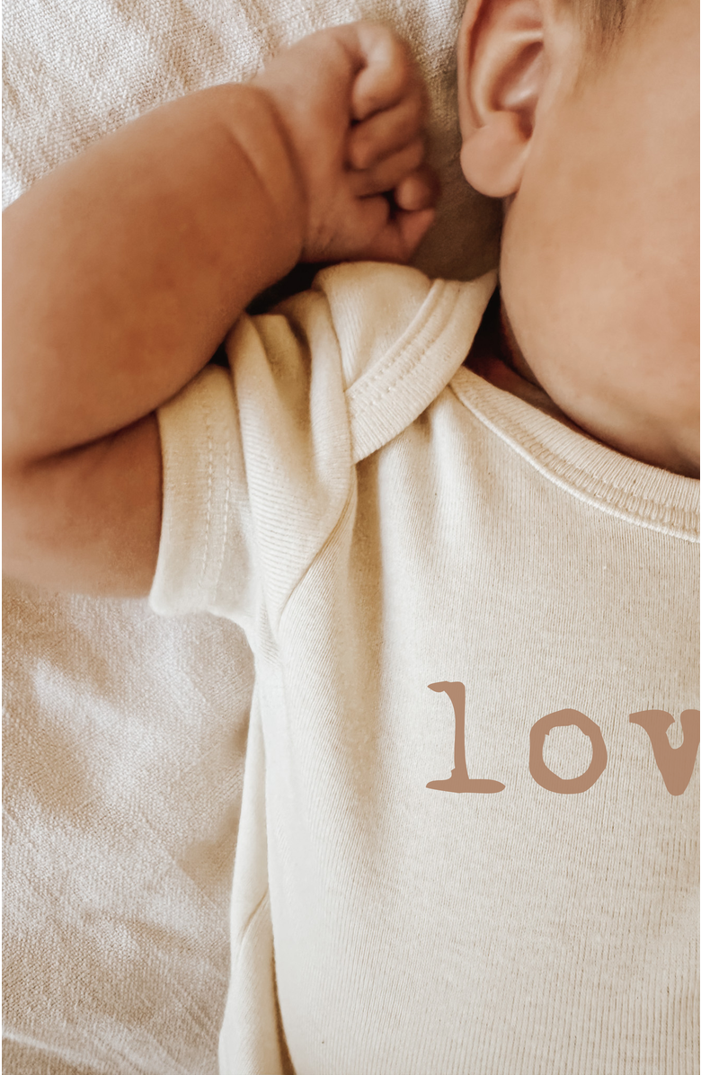 Tenth & Pine Loved Organic Baby Bodysuit, Alternate, color, Natural Clay Lettering