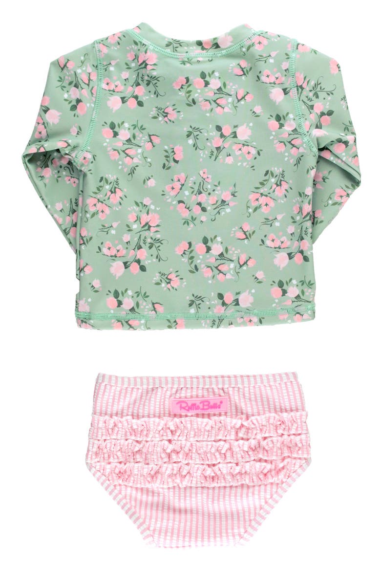 Kids' Rose Long Sleeve Two-Piece Rashguard Swimsuit, Alternate, color, GREEN