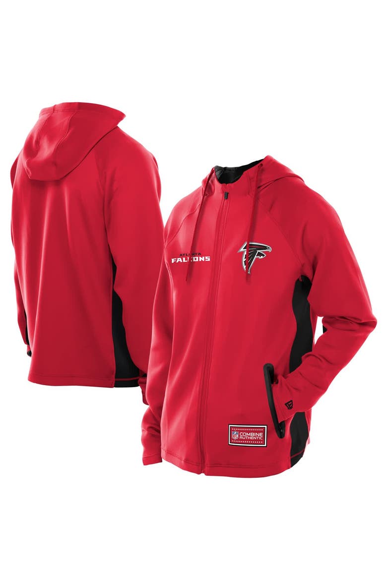 Men's New Era  Red Atlanta Falcons Combine Authentic Raglan Scuba Full-Zip Hoodie, Main, color, Red