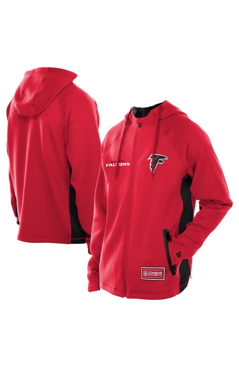 New Era Men's New Era  Red Atlanta Falcons Combine Authentic Raglan Scuba Full-Zip Hoodie, Main, color, Red