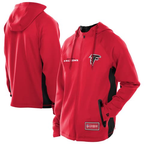 Men's New Era  Red Atlanta Falcons Combine Authentic Raglan Scuba Full-Zip Hoodie