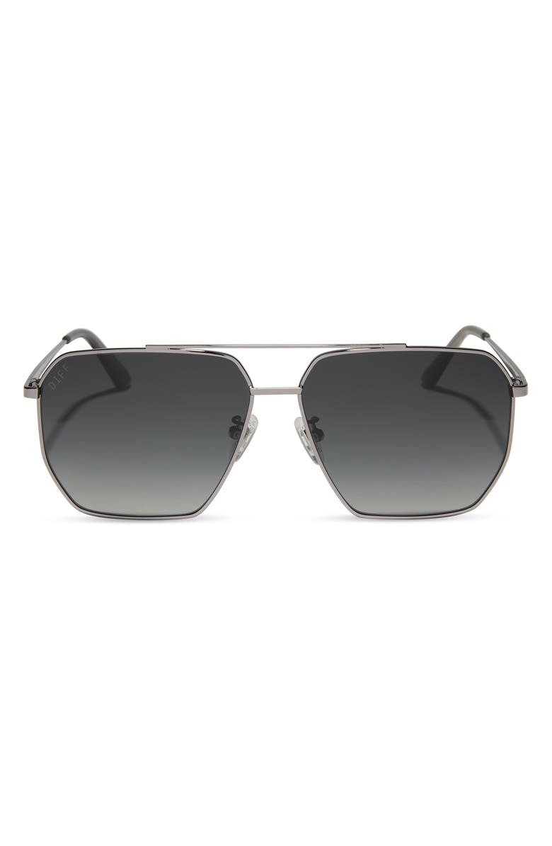 DIFF Berkely 59mm Polarized Gradient Navigator Sunglasses, Main, color, Gunmetal / Grey Gradient